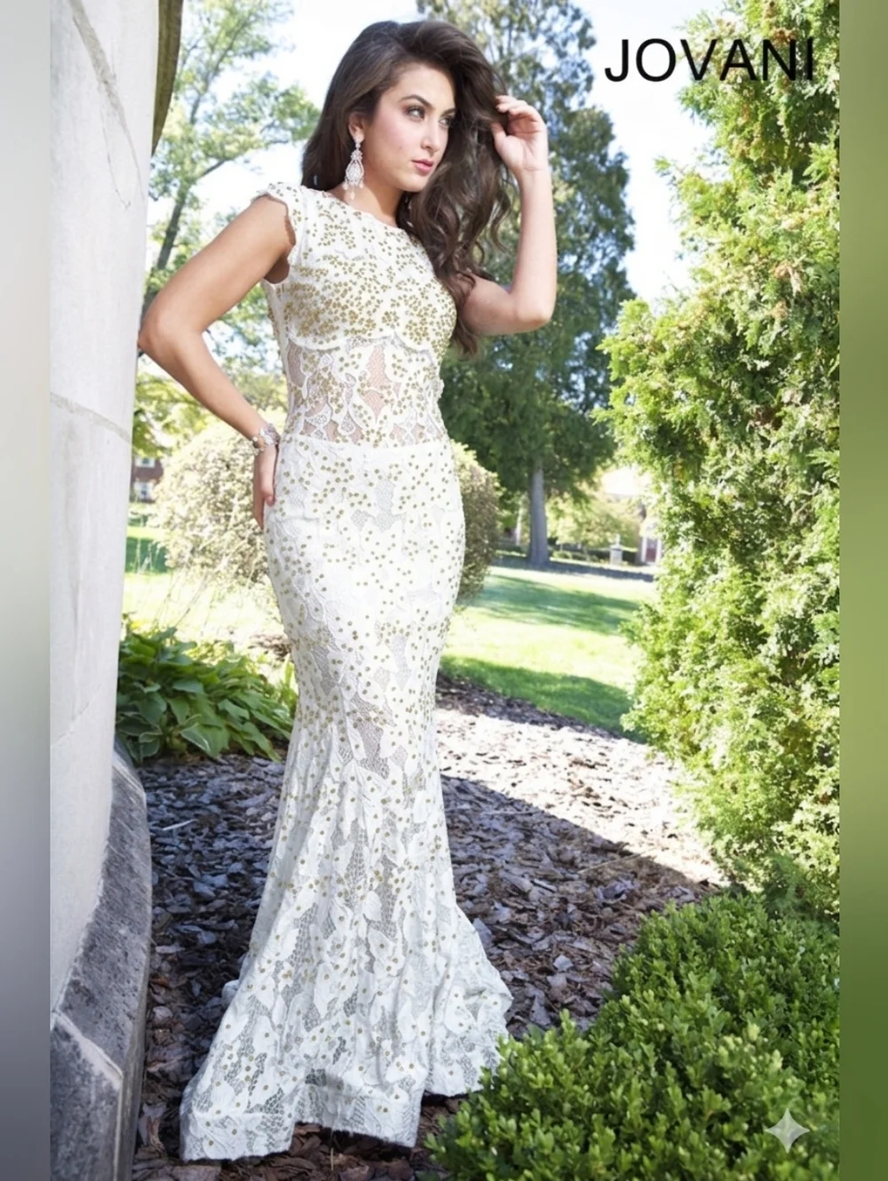 evening dresses size 14 Jovani 38846 Size 14 Navy Sequin Beaded Fringe Prom Dress Formal V Neck Corset Slit Gown Pageant Slit main image 1